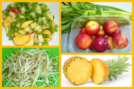 Салат с проростками , нектаринками и ананасом...: шаг 1