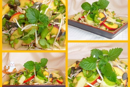 Салат с проростками , нектаринками и ананасом...: шаг 2