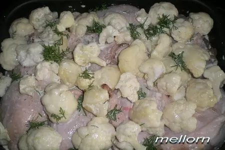 Курочка под сливками с картофелем и цветной капустой: шаг 4