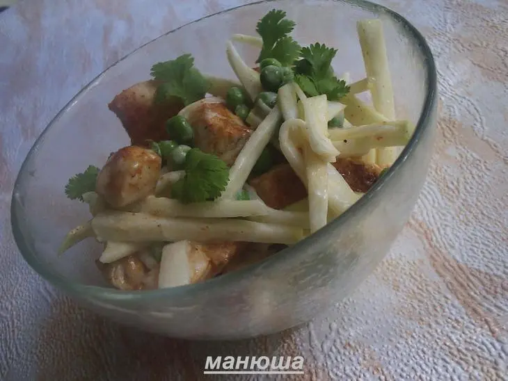 Кольраби с горошком и курицей: шаг 7