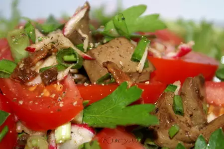Куриная печёнка с беконом и редисом: шаг 3