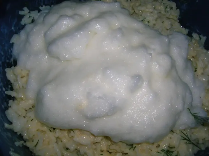 Запеканка " снежная", невероятно нежная, рисовая с грибами и курятиной: шаг 6
