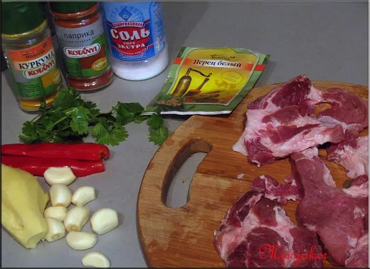 "дахи чоп" или жареное мясо с творогом: шаг 2