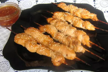Шашлычок из куриной грудки под мармеладным маринадом.: шаг 10