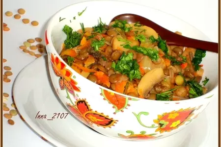 Чечевица с грибами: шаг 2