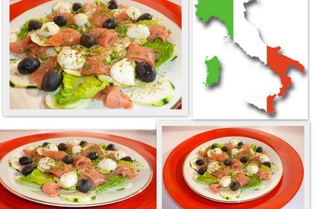 Салат из цуккини с оливками и лососем (insalata di zucchine con olive e salmone): шаг 2