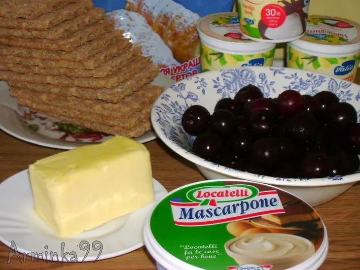 Хмельной вишневый пирог (без выпечки): шаг 1