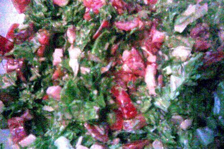Салат с рукколой, ветчиной и помидорами и пресные дрожжевые лепешки к нему: шаг 4