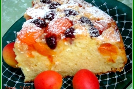 Творожно-абрикосовый  пирог с черешней: шаг 9