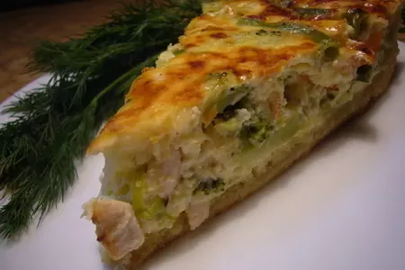 Нежный овощной киш с курицей и беконом.: шаг 1