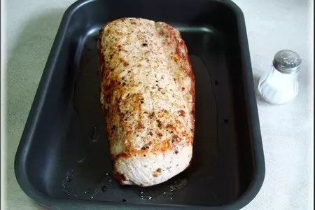 Салат из сельдерея, яблок и фенхеля с запечённой свиной корейкой и можжевельником: шаг 4