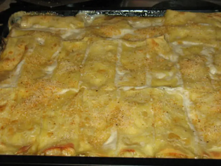 Рикотта-канноли, запечёные с грибами (cannoli di ricotta su gratin di funghi): шаг 6