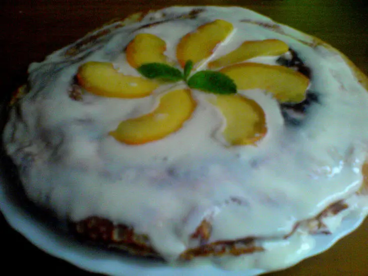 Блинный торт с персиками: шаг 11