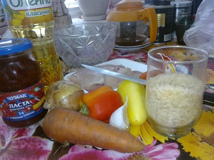 Рис с мясом и овощами: шаг 1