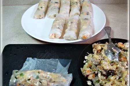 Вьетнамские рулеты из рисовой бумаги с соусом нуок чам.: шаг 12