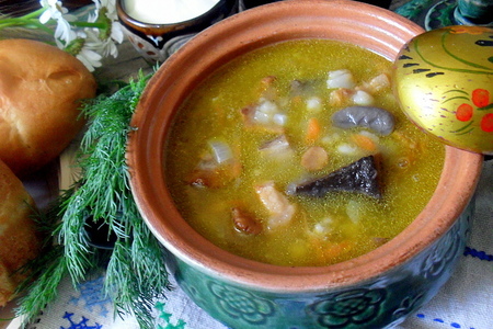 Грибной суп с перловкой и шкварками "мишин суп": шаг 11