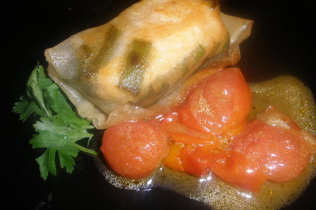 Ресторан на диване 8. лосось с зеленой фасолью в  хрустящем конверте с вареньем из помидоров-шерри: шаг 4