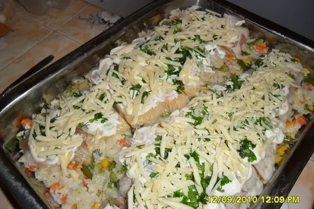 Рыбка на шубке и под шубкой: шаг 1