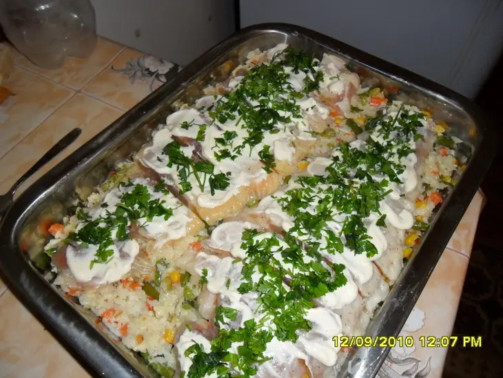 Рыбка на шубке и под шубкой: шаг 2