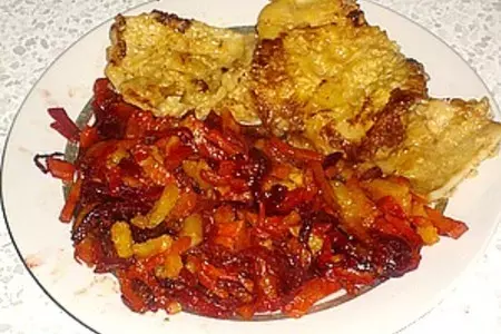 Отбивные кальмары с овощной соломкой: шаг 6