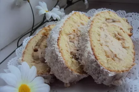 Рулет с «карамельными» бананами со вкусом топленого молока/ дуэль: шаг 9