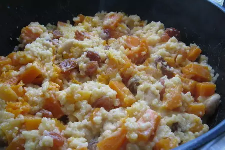 Пшённая каша с тыквой,сухофруктами и орехами.: шаг 4