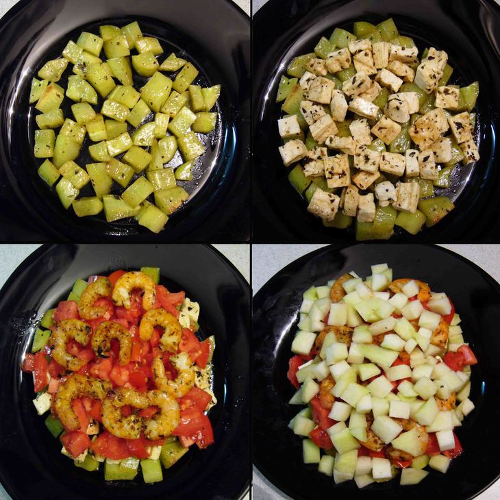 Салат с брынзой, креветками и овощами, 10 "а": шаг 5