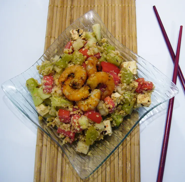 Салат с брынзой, креветками и овощами, 10 "а": шаг 9