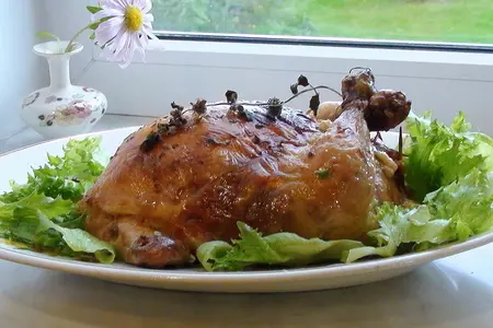 Курочка без костей, фаршированная японскими яичными блинчиками с сыром и паштетом.: шаг 15