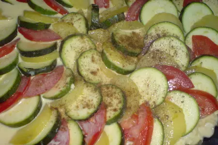 Открытый пирог с помидорами, картофелем и цуккини: шаг 7