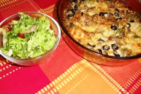 Запеканка из брокколи, с грибами и маслинами+лёгкий зеленый салат: шаг 6