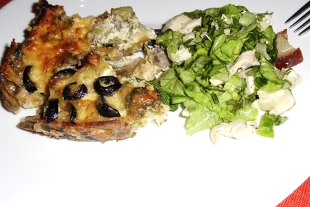 Запеканка из брокколи, с грибами и маслинами+лёгкий зеленый салат: шаг 7