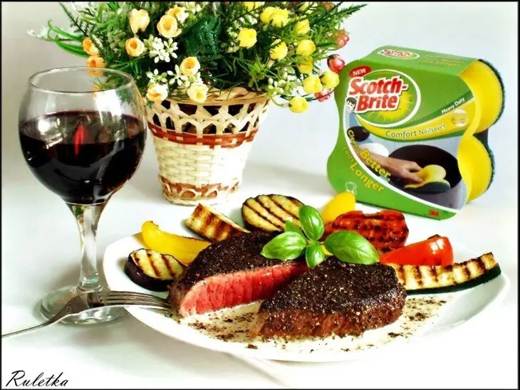 Перечный раундрамб-стейк с грилованными овощами  (pepper raundramb-steak).: шаг 14