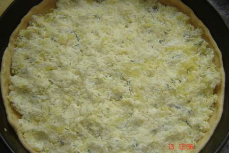 Пирог  с картофельно-творожно-грибной начинкой: шаг 3