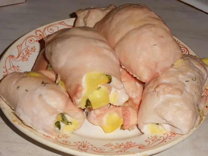 Куриные рулеты под сырным соусом: шаг 4