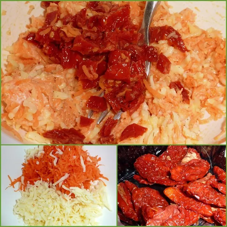 Канапе-закуска из моркови с сыром, вяленными помидорами и орехами...: шаг 1