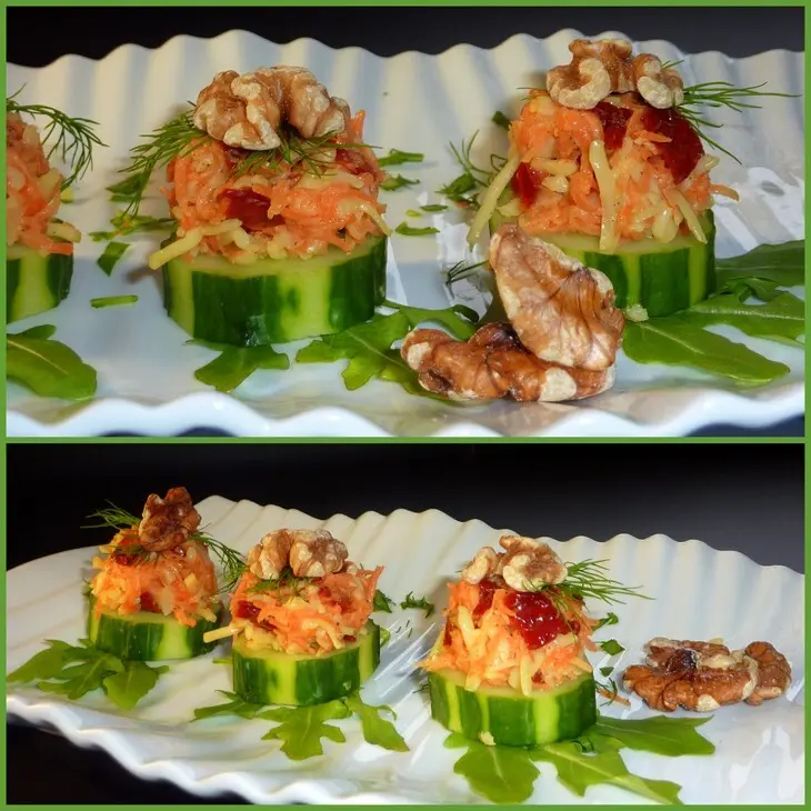 Канапе-закуска из моркови с сыром, вяленными помидорами и орехами...: шаг 2