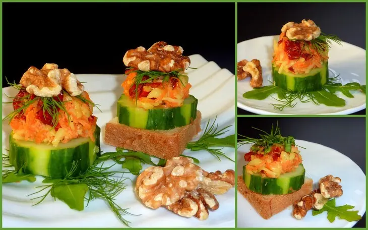 Канапе-закуска из моркови с сыром, вяленными помидорами и орехами...: шаг 4