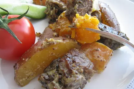 Мясо  запечённое с овощами в горчичном соусе.: шаг 7