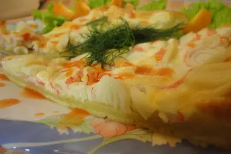 Пицца с крабовыми палочками: шаг 5