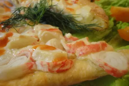 Пицца с крабовыми палочками: шаг 6