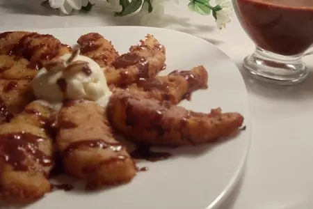 Фрукты в миндально-апельсиновом кляре с шоколадно апельсиновым соусом: шаг 9