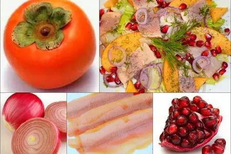 Салат с форелью, хурмой и гранатом: шаг 1
