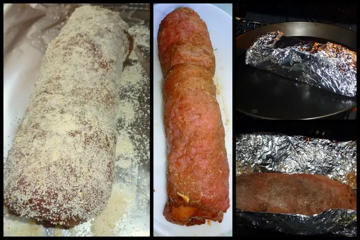 Рулет слойный из 2-х видов мяса с баклажаном: шаг 3
