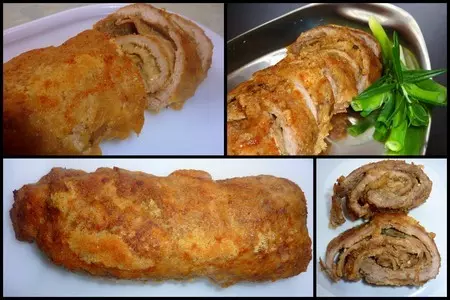 Рулет слойный из 2-х видов мяса с баклажаном: шаг 4