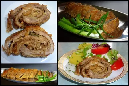 Рулет слойный из 2-х видов мяса с баклажаном: шаг 5