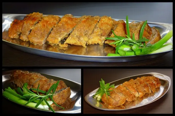 Рулет слойный из 2-х видов мяса с баклажаном: шаг 6