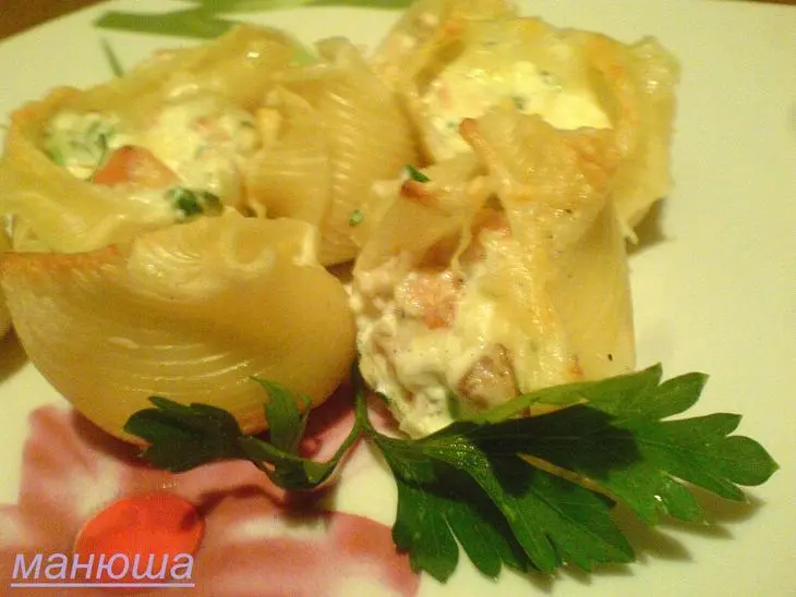 Лумакони с лососем и сырным кремом: шаг 8