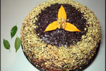 Пирог "мишка" с орехово-белковой начинкой и шоколадной глазурью.: шаг 23