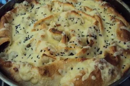 Ленивый мясной пирог с лавашом: шаг 8
